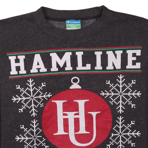 Champion Men's Grey Hamline Christmas Graphic Pullover Sweatshirt Size S