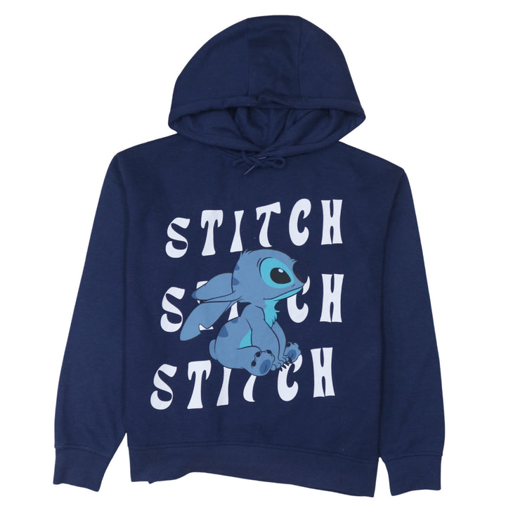 Disney Women’s Navy Stitch Hoodie Size S Pullover Graphic Print