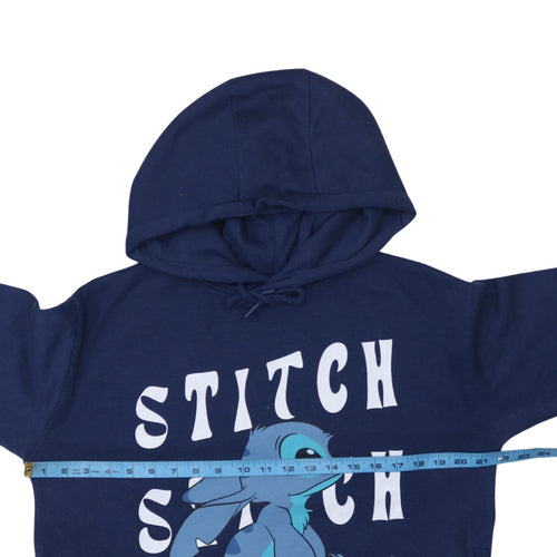 Disney Women’s Navy Stitch Hoodie Size S Pullover Graphic Print