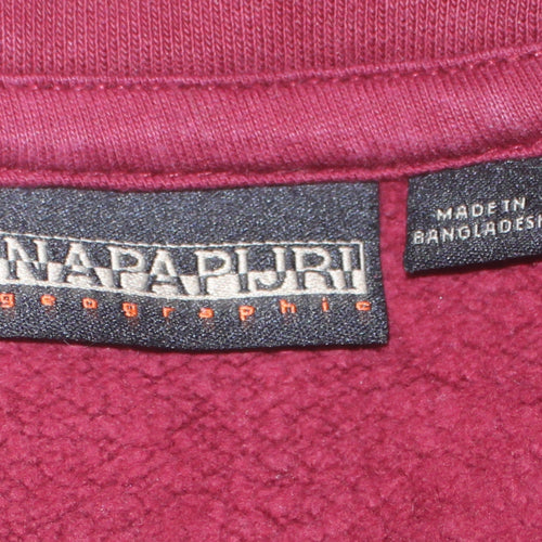 Napapijri Men's Red Pullover Hoodie S Outdoor Logo Fleece