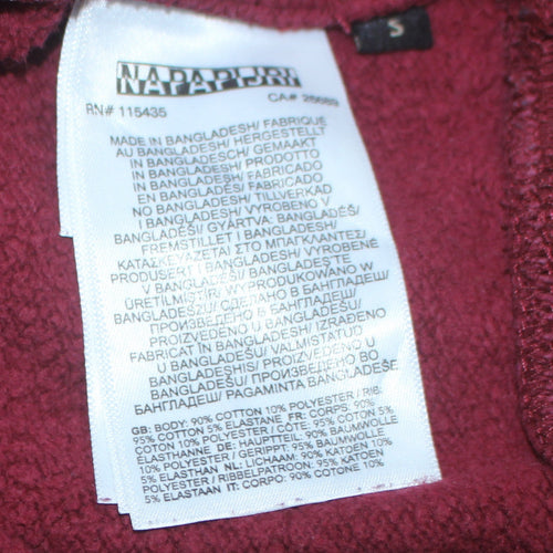 Napapijri Men's Red Pullover Hoodie S Outdoor Logo Fleece