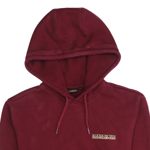 Napapijri Men's Red Pullover Hoodie S Outdoor Logo Fleece