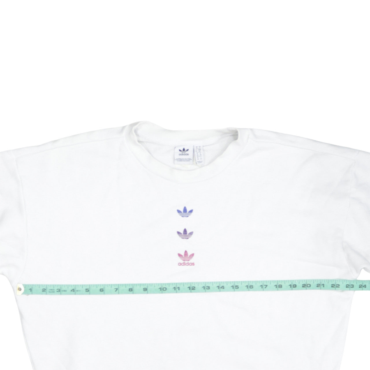 Adidas Womens White Crew Neck Pullover Sweatshirt Size 10 Logo Print