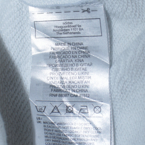 Adidas Womens White Crew Neck Pullover Sweatshirt Size 10 Logo Print