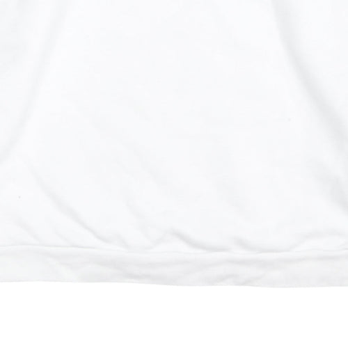 Adidas Womens White Crew Neck Pullover Sweatshirt Size 10 Logo Print