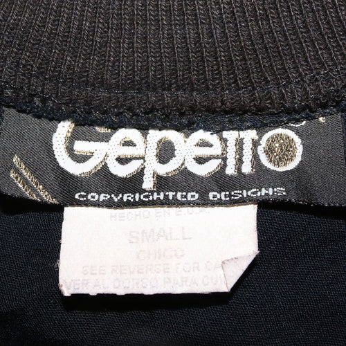 Gepetto Men’s Black Embroidered Bomber Jacket Small Retro Nautical Zip