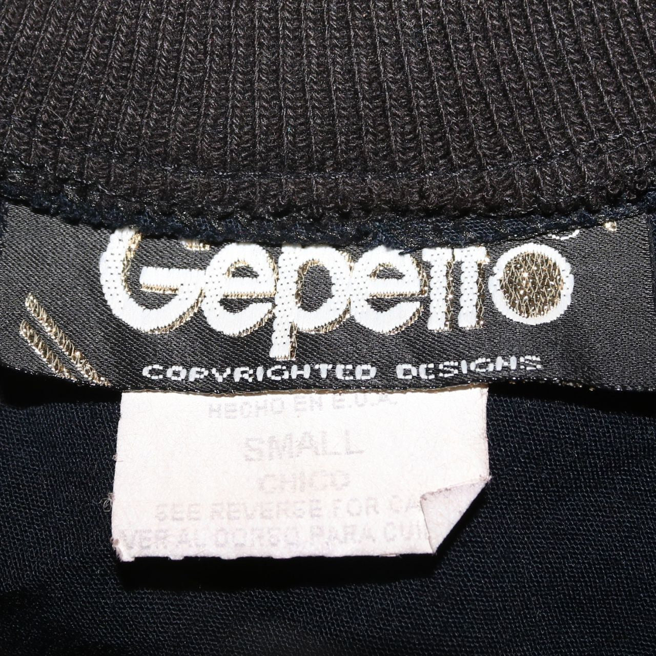 Gepetto Men’s Black Embroidered Bomber Jacket Small Retro Nautical Zip
