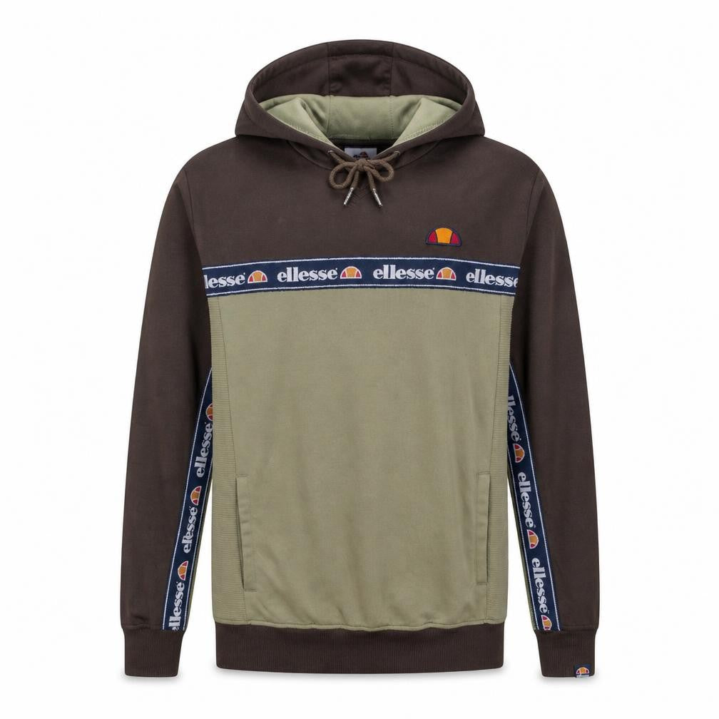 Front view of Ellesse Men's Green Pullover Hoodie S Regular Fit Logo Sportswear