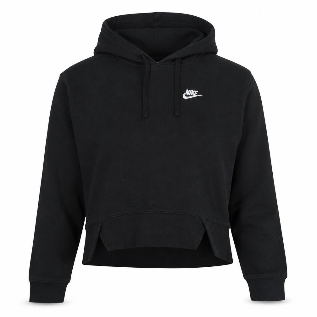 Front view of Nike women’s black pullover hoodie xs cotton blend classic fit