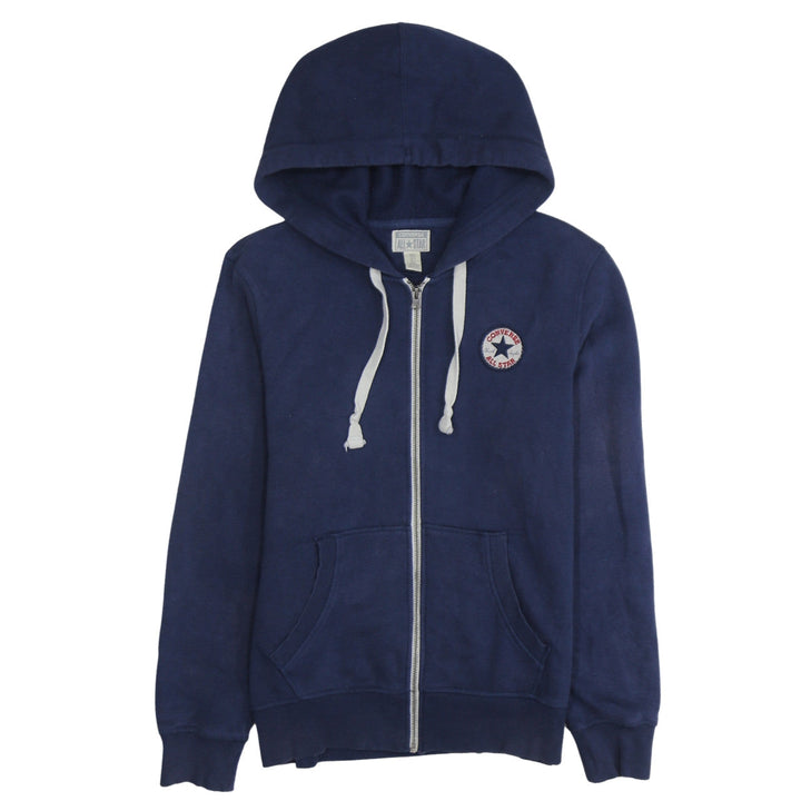 Converse Men's Blue Full Zip Hoodie M Regular Fit with Logo and Pockets