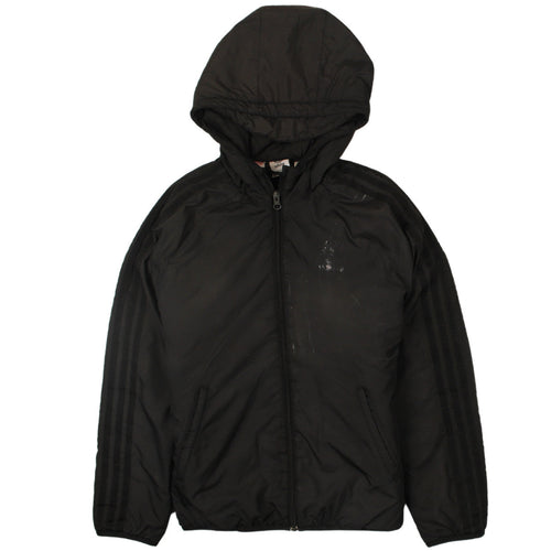 Adidas Boys Black Hooded Track Jacket 13 Years Full Zip Logo Sportswear
