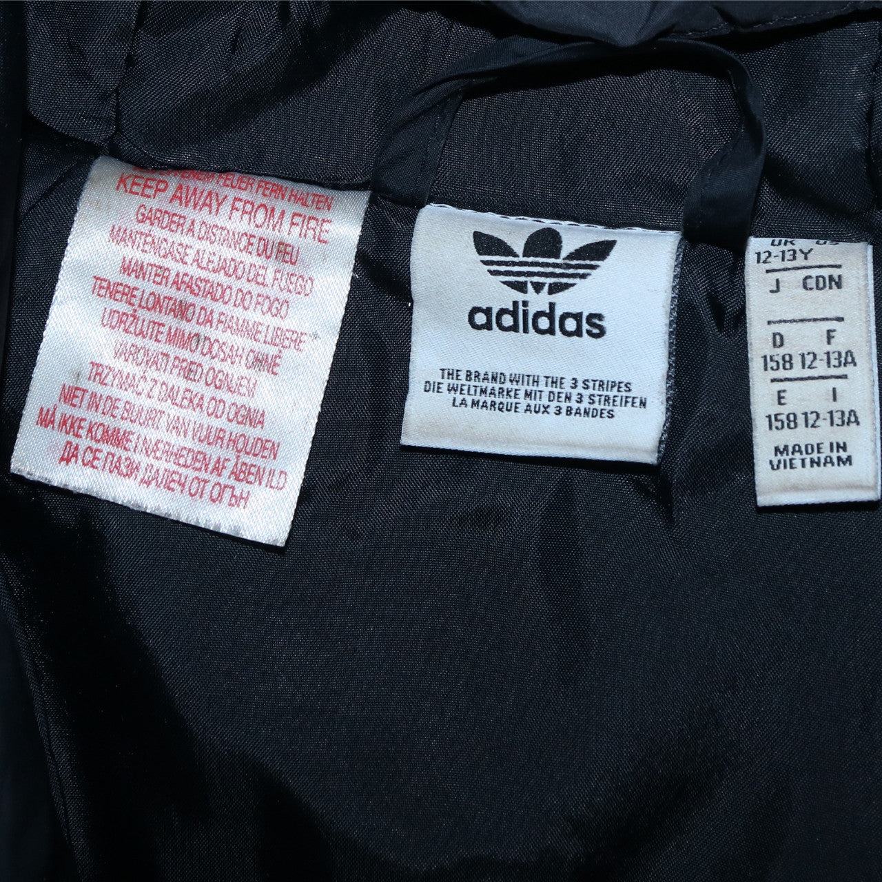 Adidas Boys Black Hooded Track Jacket 13 Years Full Zip Logo Sportswear