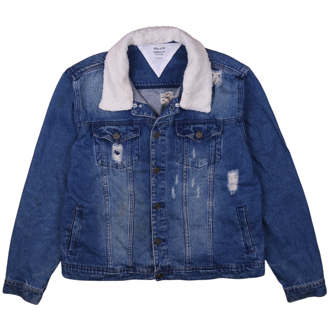 Brooklyn Supply Co Men's Blue Denim Sherpa Collar Jacket XL