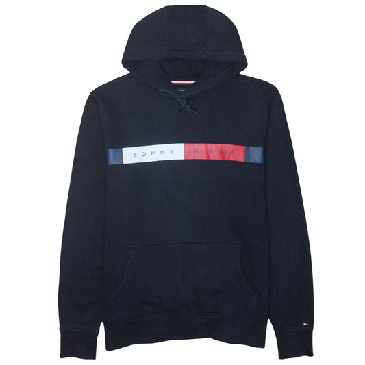Tommy Hilfiger Men's Blue Pullover Hoodie L Logo Fleece Sweatshirt