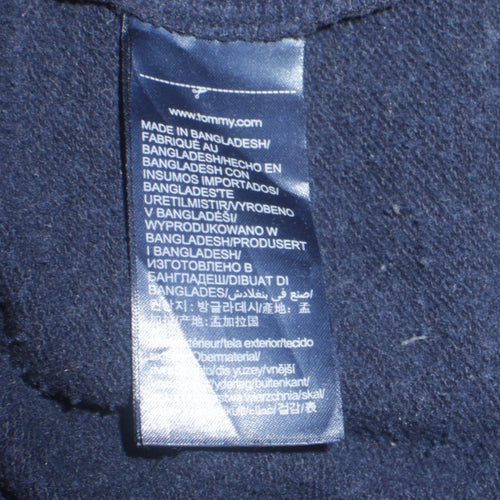 Tommy Hilfiger Men's Blue Pullover Hoodie L Logo Fleece Sweatshirt