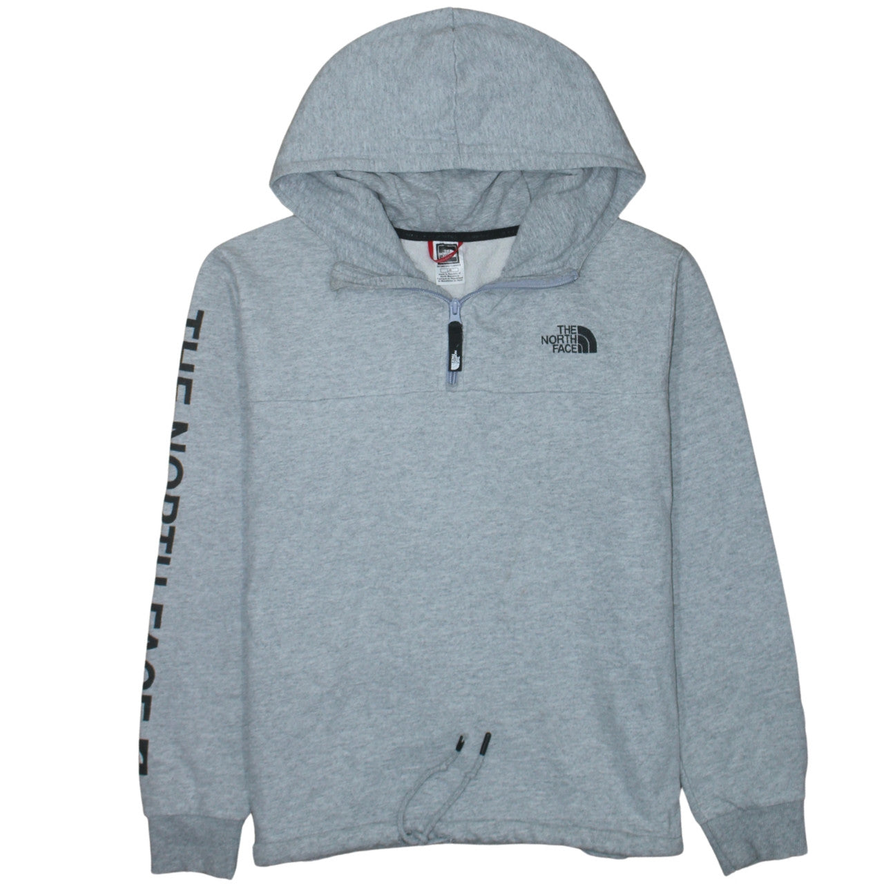 The North Face Womens Grey 1/4 Zip Hoodie Size L Cotton Blend