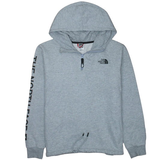 The North Face Womens Grey 1/4 Zip Hoodie Size L Cotton Blend