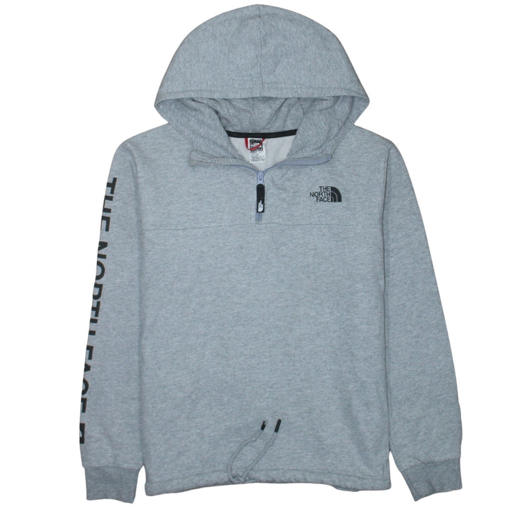 The North Face Womens Grey 1/4 Zip Hoodie Size L Cotton Blend