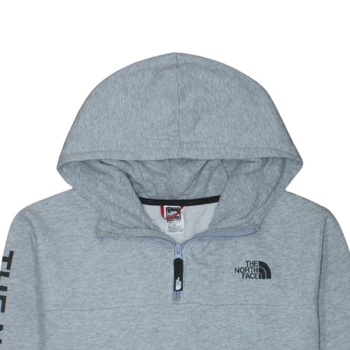 The North Face Womens Grey 1/4 Zip Hoodie Size L Cotton Blend