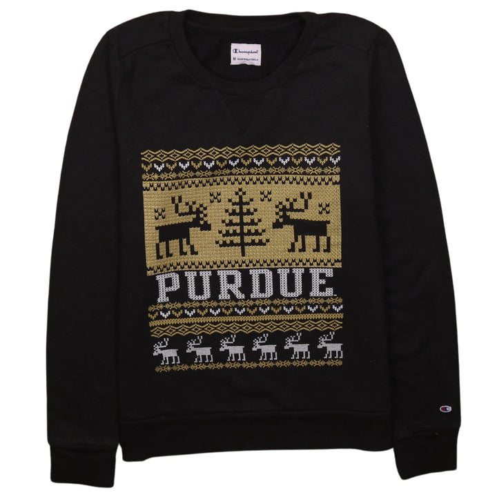Champion Men's Black Christmas Purdue Graphic Sweatshirt M