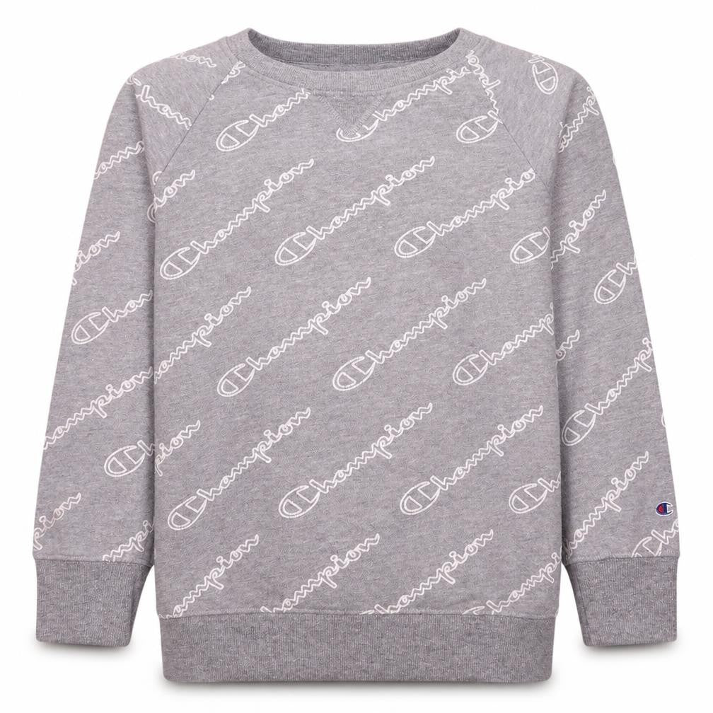 Front view of Champion boys’ grey xl crew neck pullover fleece sweatshirt