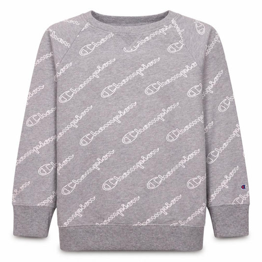 Front view of Champion boys’ grey xl crew neck pullover fleece sweatshirt