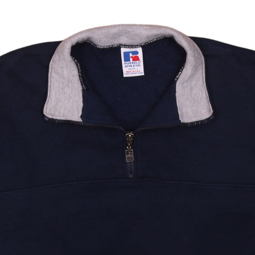 Russell Athletic Boys Blue Fleece 1/4 Zip Pullover Sweatshirt Youth L