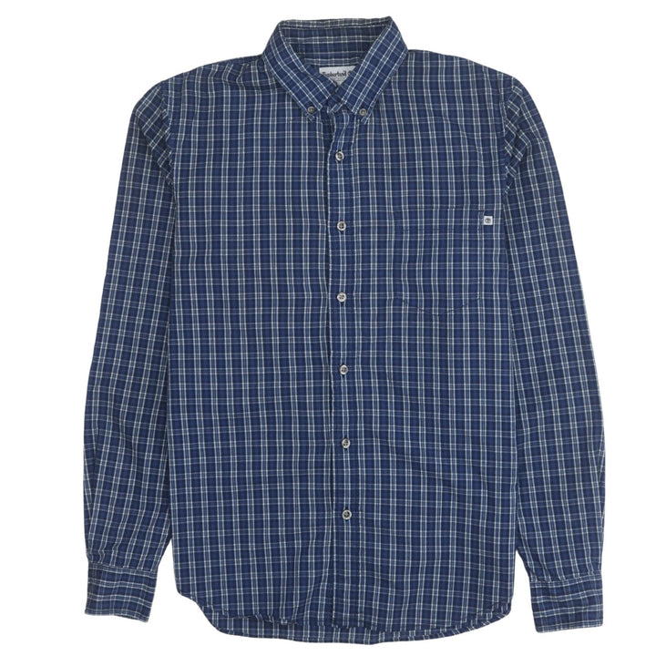 Timberland Men's Blue Check Long Sleeve Button-Up Shirt L