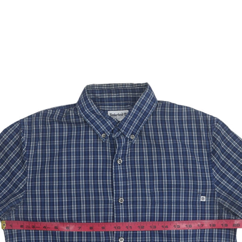 Timberland Men's Blue Check Long Sleeve Button-Up Shirt L
