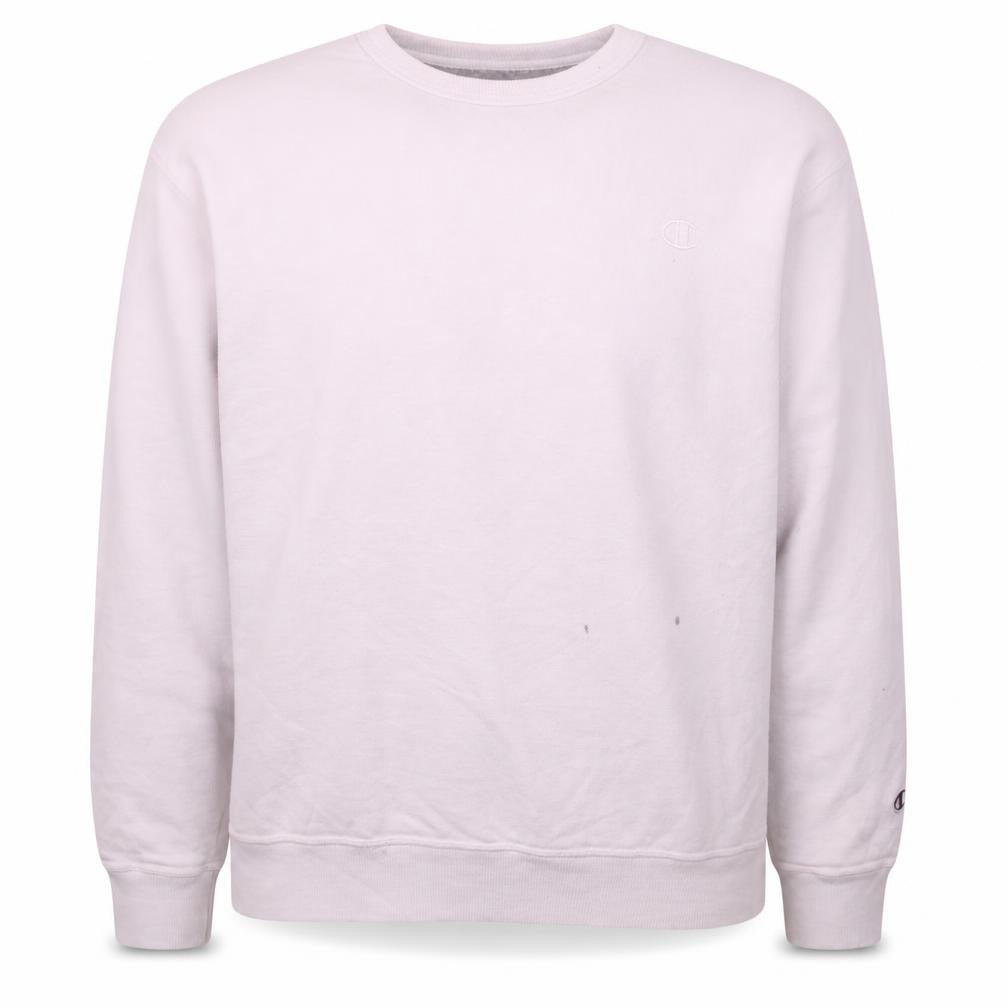 Front view of Champion Men's White XL Pullover Sweatshirt Crew Neck