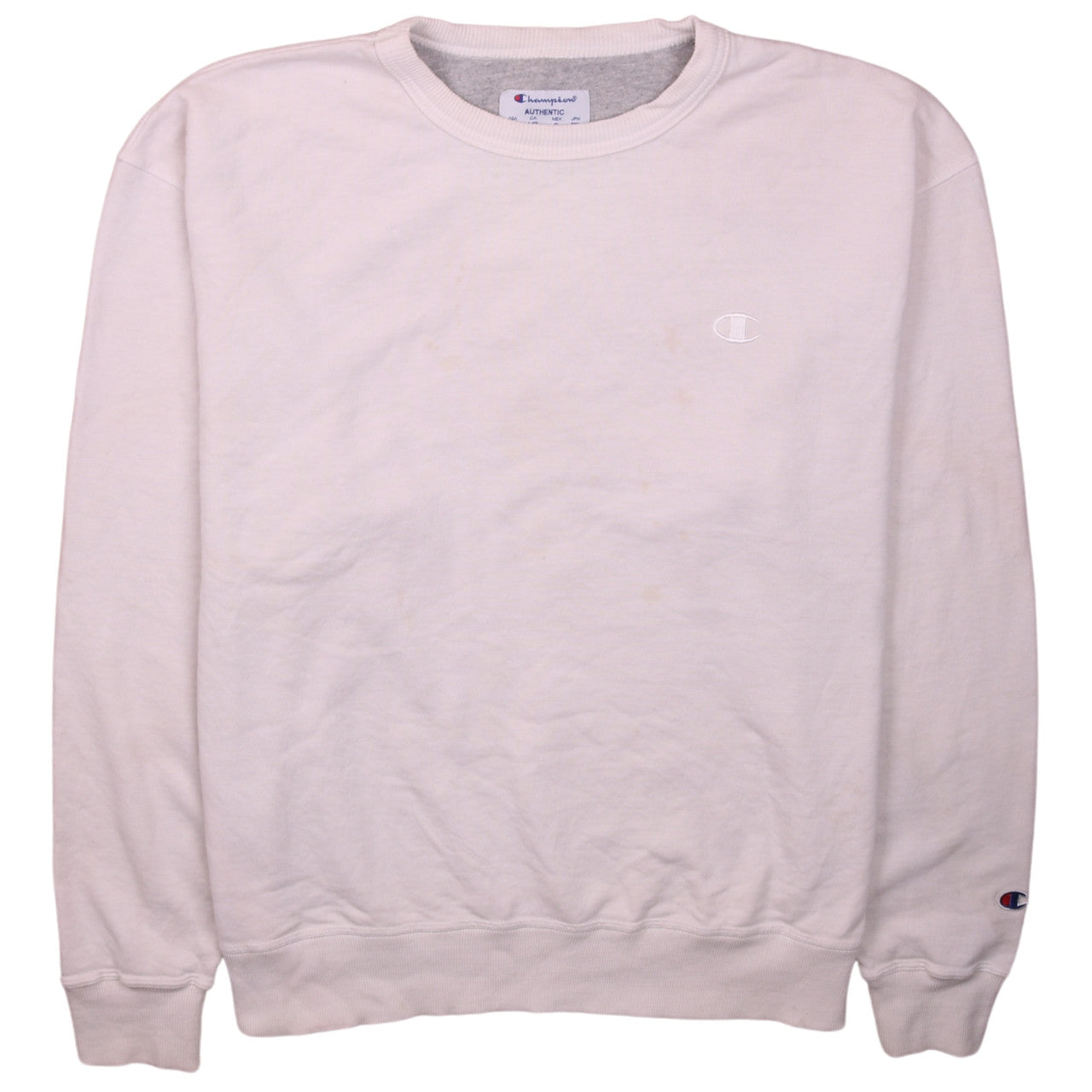 Champion Men's Beige Crew Neck Pullover Sweatshirt L