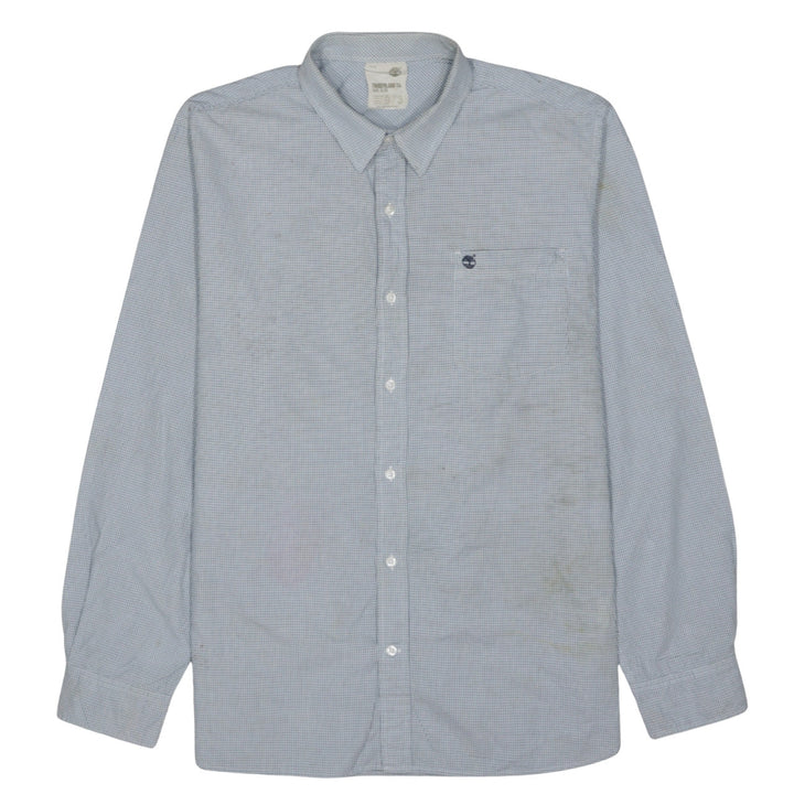 Timberland Men’s Blue Check Cotton Button-Up Long Sleeve Shirt XL