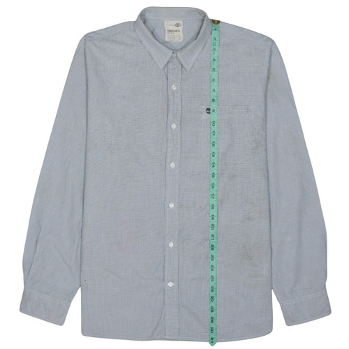 Timberland Men’s Blue Check Cotton Button-Up Long Sleeve Shirt XL