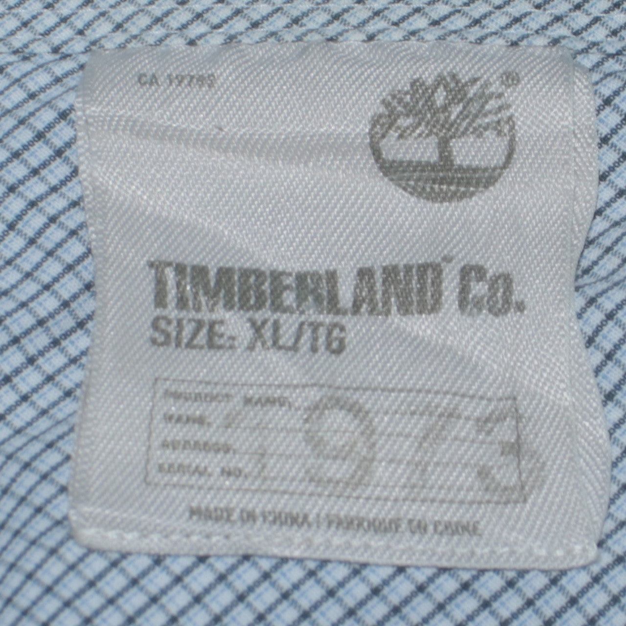 Timberland Men’s Blue Check Cotton Button-Up Long Sleeve Shirt XL