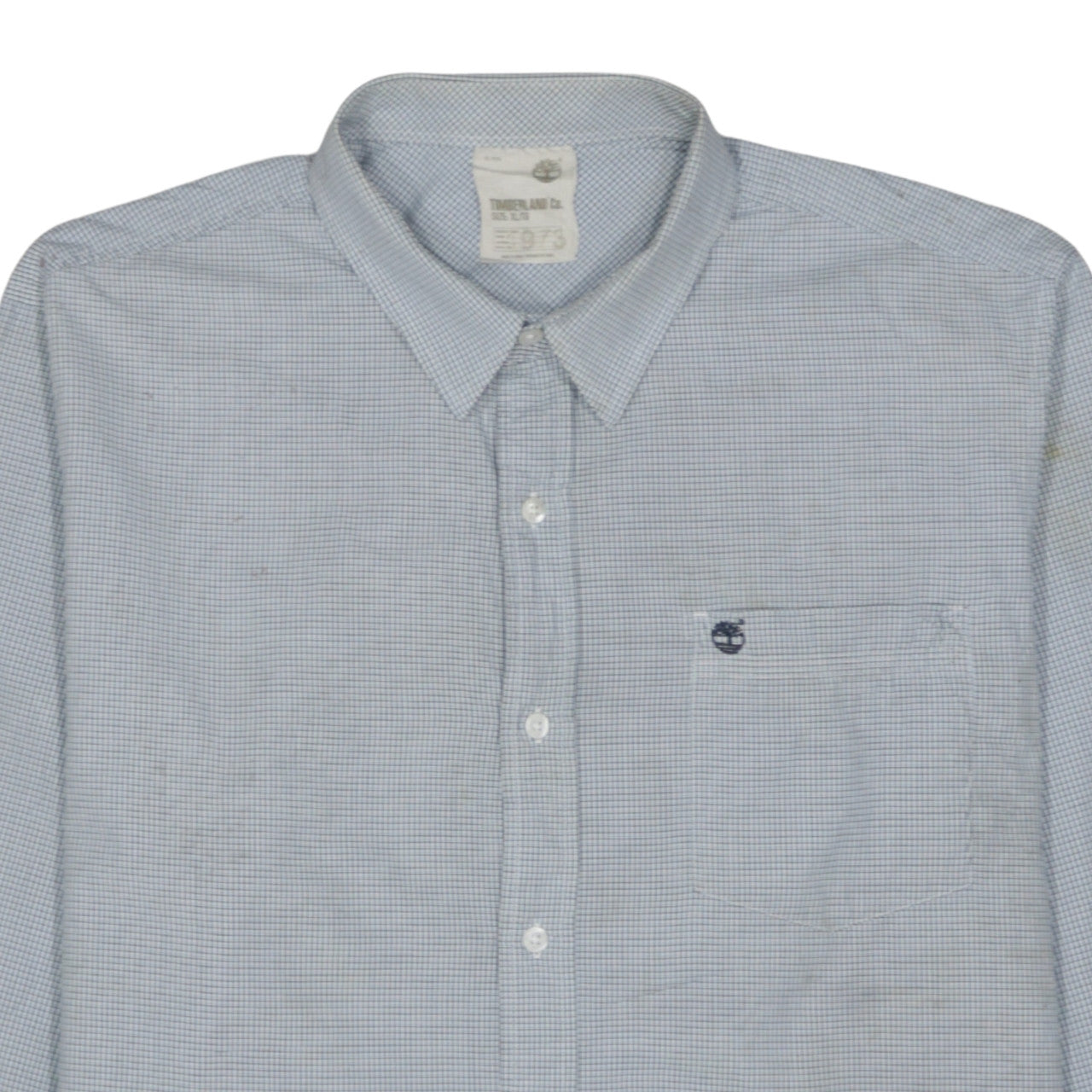 Timberland Men’s Blue Check Cotton Button-Up Long Sleeve Shirt XL