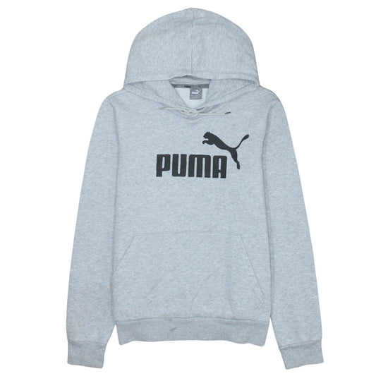 Puma Men's Grey L Pullover Hoodie with Logo Print