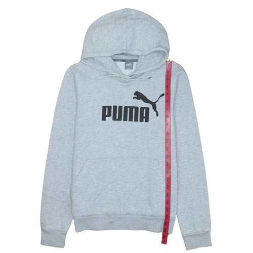 Puma Men's Grey L Pullover Hoodie with Logo Print