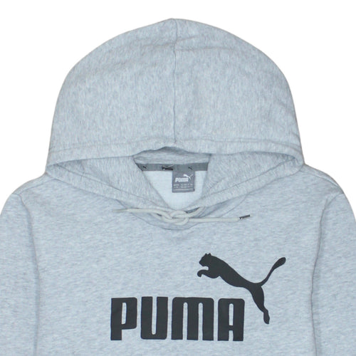 Puma Men's Grey L Pullover Hoodie with Logo Print