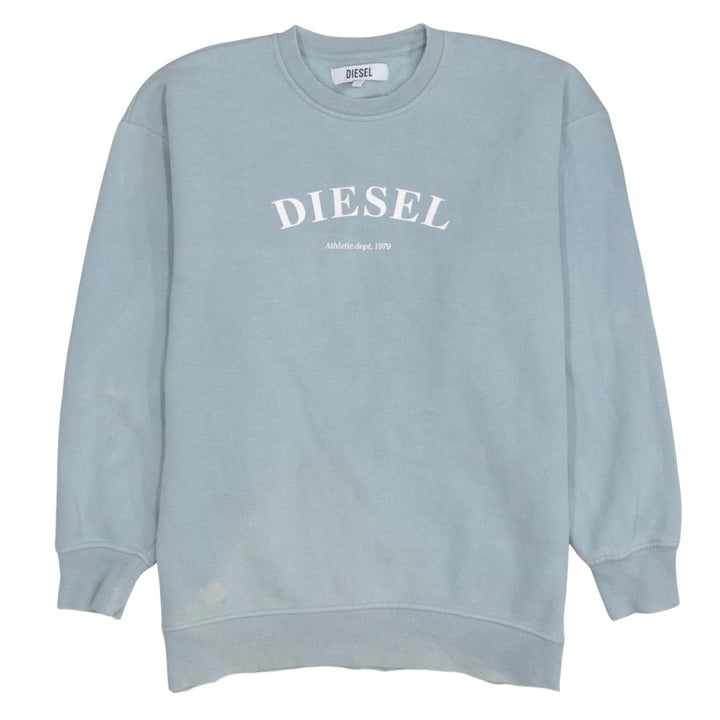 Diesel Women’s Blue Cotton Blend Logo Sweatshirt Size L