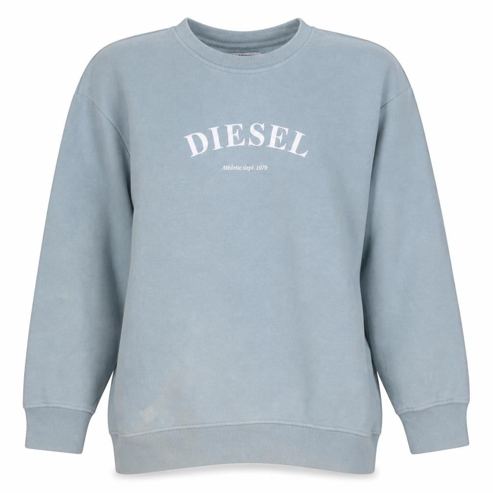 Front view of Diesel Women’s Blue Cotton Blend Logo Sweatshirt, size L