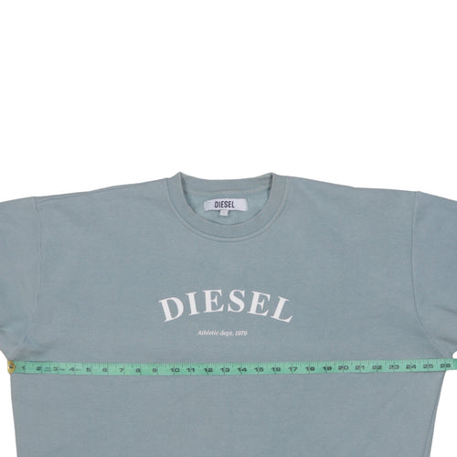 Diesel Women’s Blue Cotton Blend Logo Sweatshirt Size L