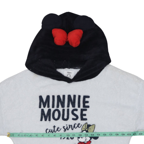 Disney Women’s Minnie Mouse Fleece Pyjama Top S 10-12 White Hooded Winter Loungewear
