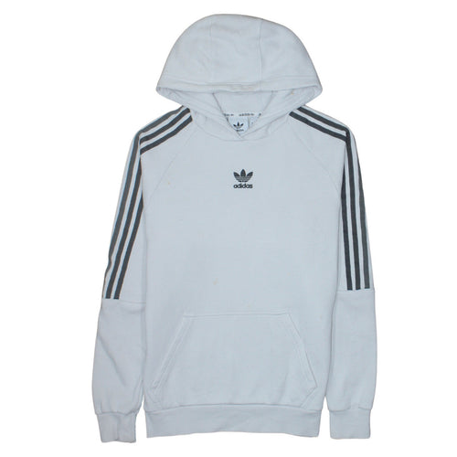 Adidas Men's White Pullover Hoodie S Trefoil Fleece Sweatshirt