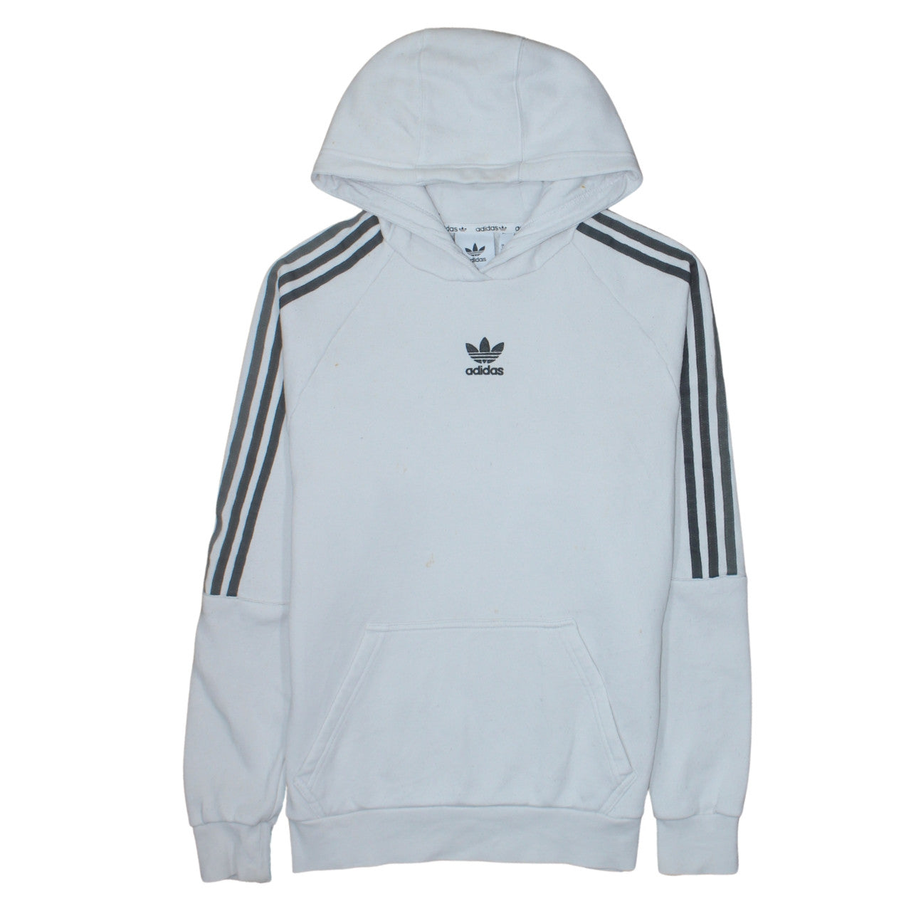 Adidas Men's White Pullover Hoodie S Trefoil Fleece Sweatshirt