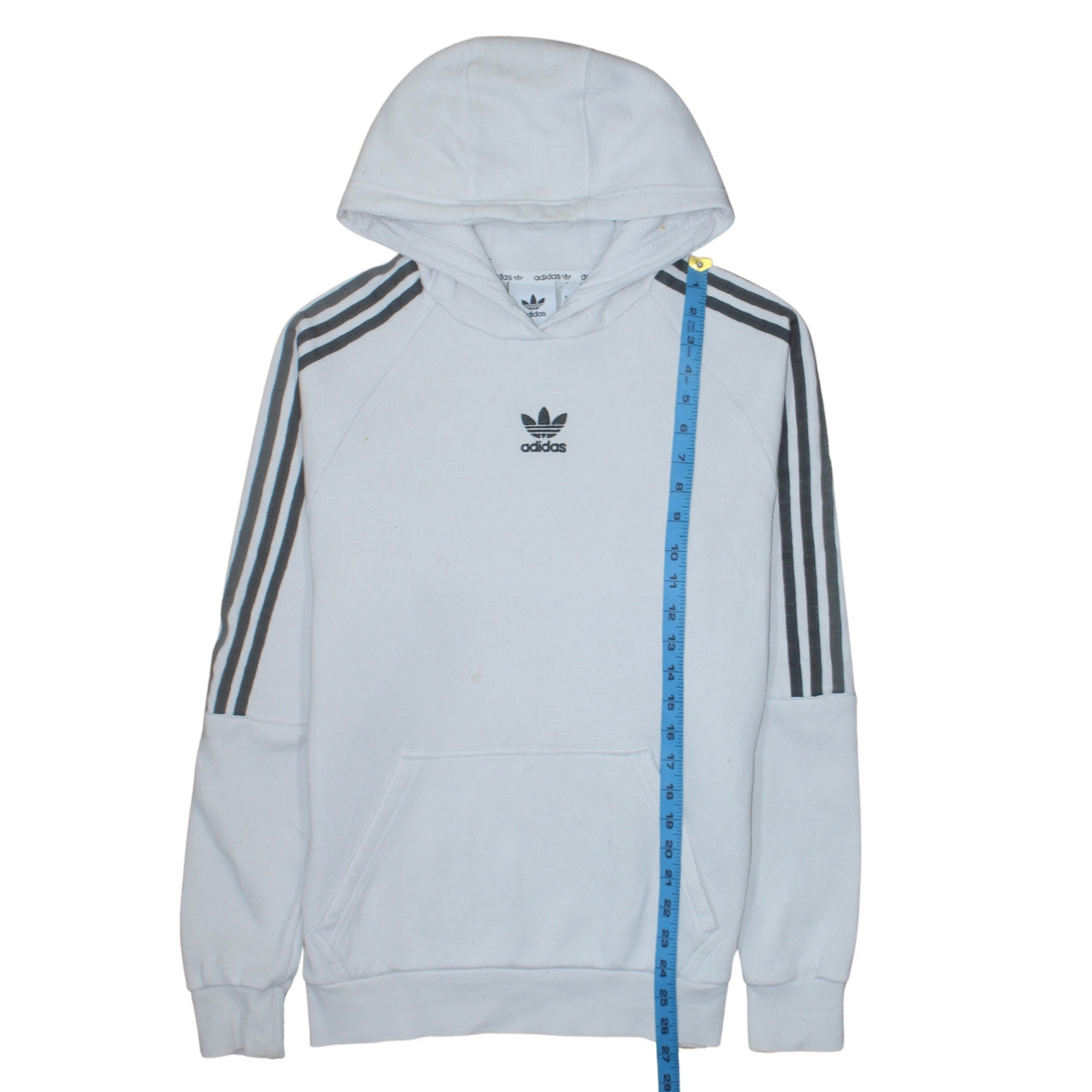 Adidas Men's White Pullover Hoodie S Trefoil Fleece Sweatshirt