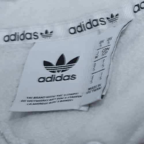 Adidas Men's White Pullover Hoodie S Trefoil Fleece Sweatshirt