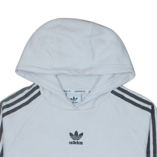 Adidas Men's White Pullover Hoodie S Trefoil Fleece Sweatshirt