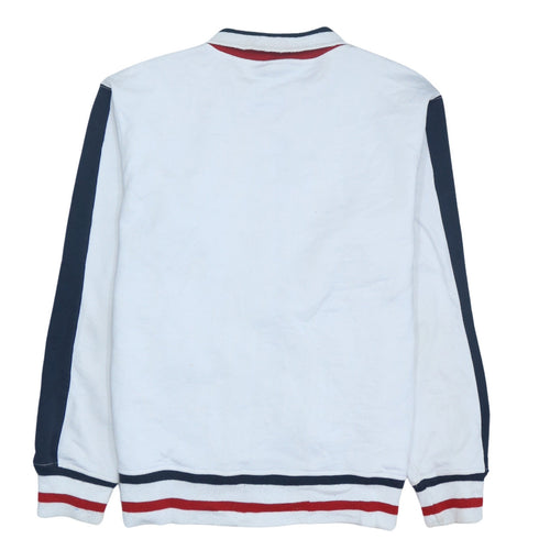 Diesel Men's White XL Full Zip Embroidered Logo Sweatshirt