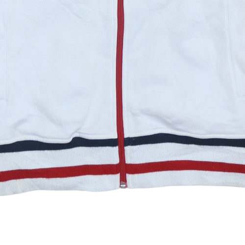 Diesel Men's White XL Full Zip Embroidered Logo Sweatshirt