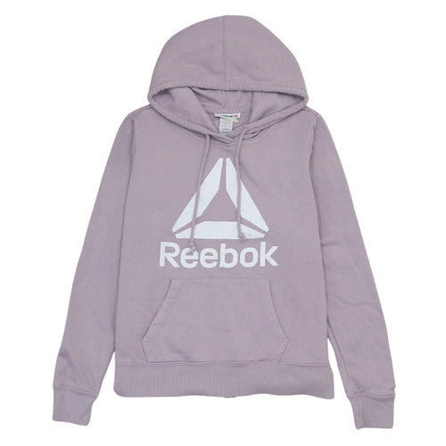 Reebok Womens Purple Pullover Hoodie Medium Cotton Blend Logo Gymwear